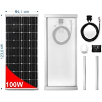 Panel Solar 100 W monocristallino para Camper. Kit completo de accesorios para el montaje y de regulador 10 A